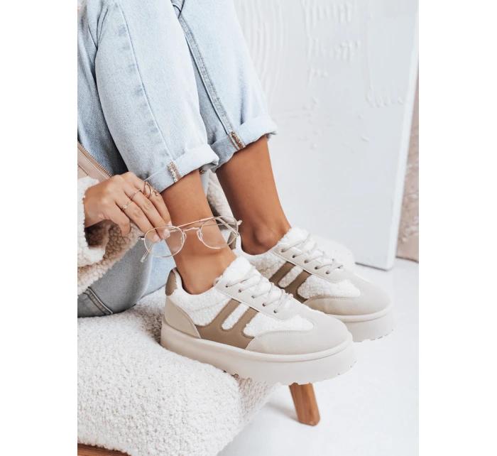 Dámské zateplené tenisky na platformě béžové Dstreet model 21992235 - FashionStreet