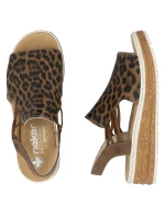 Dámské sandály na platformě s leopardím vzorem v béžové barvě Rieker 62741-90