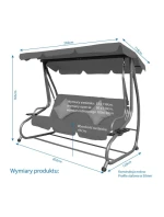 ZAHRADNÍ A BALKONOVÁ HOUPAČKA KASIA 3 OSOBY ŠEDÁ