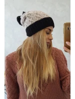 Bibiana fleecová čepice K264 černá+béžová Bibiana fleecová čepice K264 černá+béžová