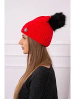 Dámská čepice s bambulí Judith K347 červená