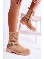 Prolamované Se Zipem S řetízkem béžový model 21592869 - Boto Prolamované Se Zipem S řetízkem béžový model 21592869 - Boto