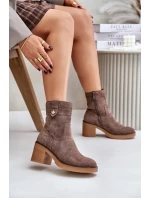 Zateplené dámské boty na podpatku hnědé Vailia Zateplené dámské boty na podpatku hnědé Vailia