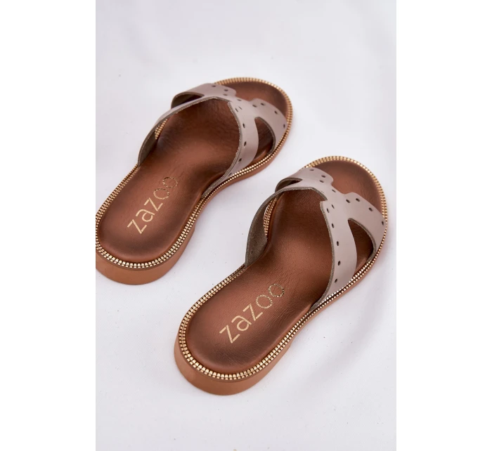 Zazoo 40326 Dámské sandály s ozdobnými výřezy tmavě béžové Zazoo 40326 Dámské sandály s ozdobnými výřezy tmavě béžové