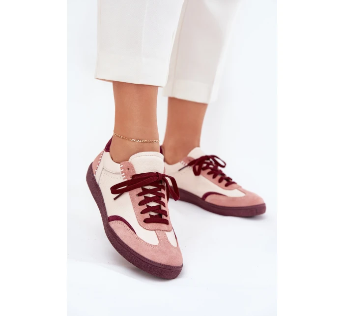 Dámské Kožené Tenisky model 21703133 Béžové - Zazoo