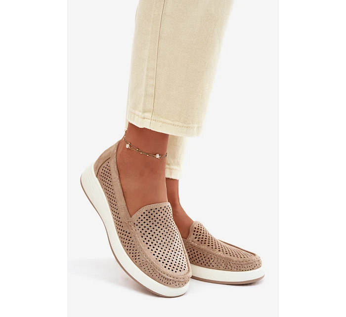 Dámské krajkové mokasíny model 22069474 zlaté - SERGIO LEONE