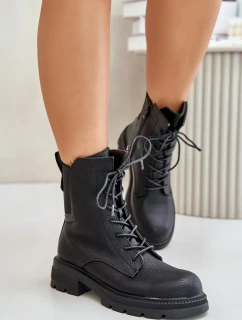 Zateplené Kotníkové Boty Workery Na Zip Černé Leairae