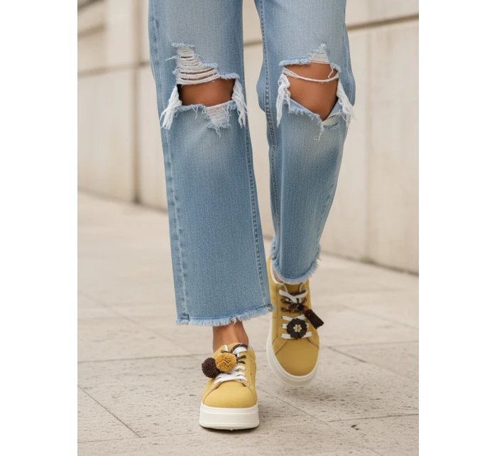 Dámské tenisky na platformě žluté FashionStreet ZY1417 Dámské tenisky na platformě žluté FashionStreet ZY1417