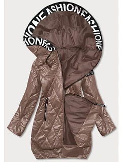 Prošívaná bunda s kapucí cappuccino (B8082-12)