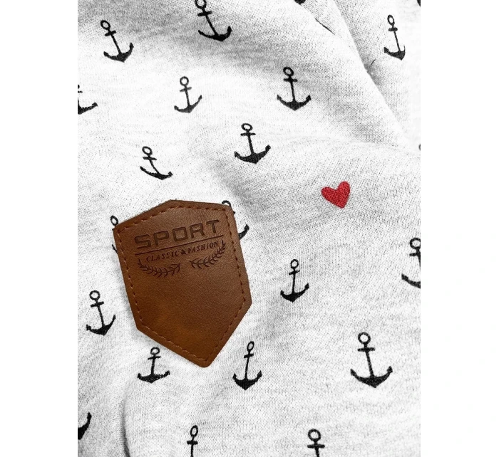 Světle šedá vzorovaná dámská mikina model 21310478 - 6&8 Fashion