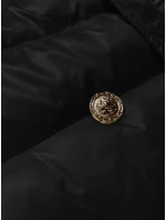 Černý dámský péřový kabát se zapínáním na knoflíky model 21248466 - J.STYLE