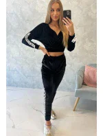 Velurová souprava s nápisem Queen black Velurová souprava s nápisem Queen black