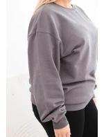 Dámská mikina s model 21723044 výstřihem Plus Size bavlněná basic grafitová - K-Fashion