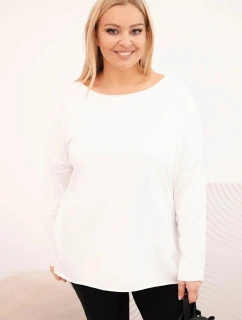Dámská blůza Plus Size asymetrická s dlouhým rukávem bílá