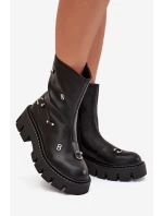 Zateplené dámské boty na zip s ozdobami černé model 21706565 - Boto Zateplené dámské boty na zip s ozdobami černé model 21706565 - Boto