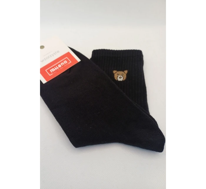 Dámské ponožky s medvídkem – černé Dámské ponožky s medvídkem – černé