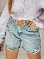 Dámské džínové šortky s páskem HOT SUMMER blue FashionStreet SY0485 Dámské džínové šortky s páskem HOT SUMMER blue FashionStreet SY0485