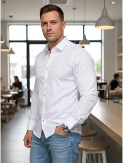 Pánská bílá vzorovaná košile slim fit FashionStreet DX2699