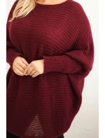 Dámský svetr Plus Size s model 21397613 pončo bordový - K-Fashion Dámský svetr Plus Size s model 21397613 pončo bordový - K-Fashion