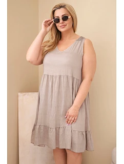 Dámské šaty plus size z viskózy s krajkou bez rukávů fango