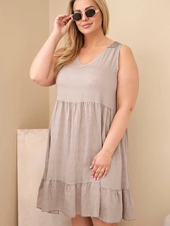 Dámské šaty plus size z viskózy s krajkou bez rukávů fango