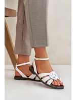 Kožené Dámské Sandály Na Plochém Podpatku Bílé Zazoo model 21682210 - Boto Kožené Dámské Sandály Na Plochém Podpatku Bílé Zazoo model 21682210 - Boto