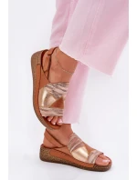 Dámské Kožené Sandály Na Klínku S  Hnědé model 21702012 - Maciejka