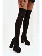 Kozačky na podpatku a platformě za koleno černé model 21744723 - Boto