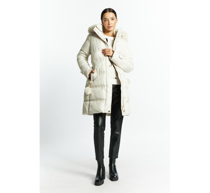 Kabáty Dámský kabát s model 19020532 Béžová barva - Monnari
