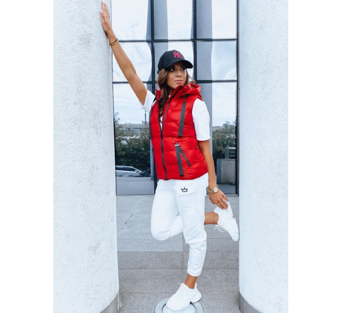 Dámská prošívaná vesta WISE OWL červená FashionStreet TY3783