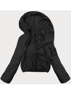 Krátká černá dámská bunda s kapucí model 19447231 - S'WEST