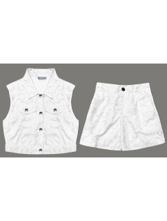 Bílý letní komplet - vesta a krátké šortky (72018)