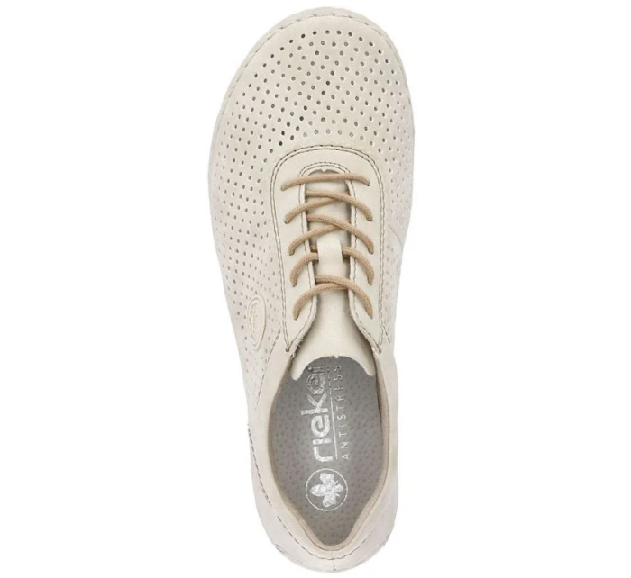 Dámské perforované béžové kožené polobotky model 21904669 - Rieker