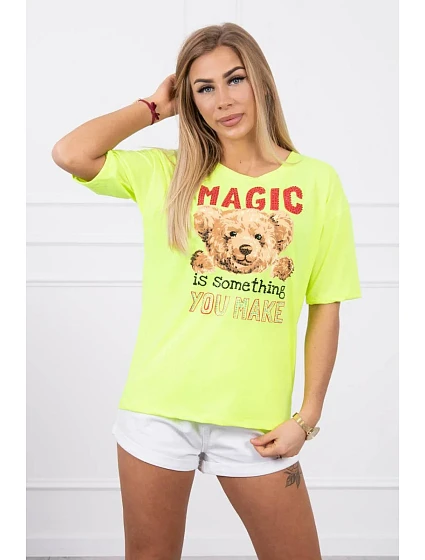 Halenka s potiskem Magic yellow neon Halenka s potiskem Magic yellow neon