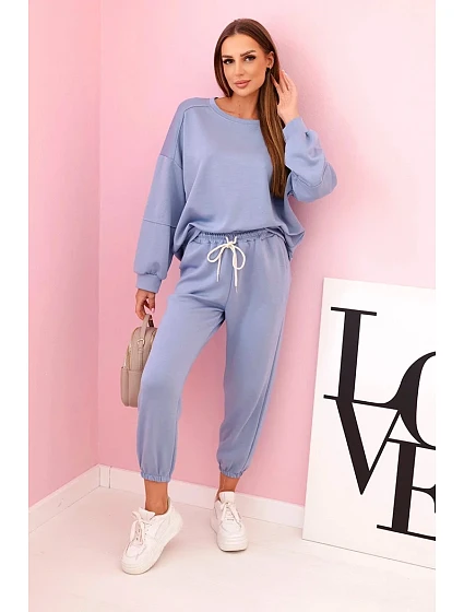 Komplet teplákové + kalhoty máslová látka světlý denim