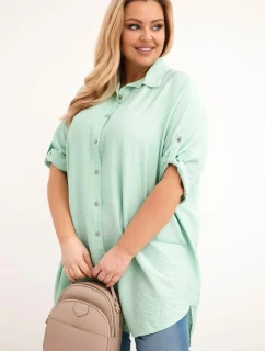 Dámská košile Plus Size z viskózy s delší zadní částí tmavě mátová