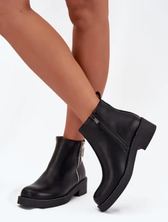 Zateplené Nízké Boty Dámské S Cirkonii Černé Vionna