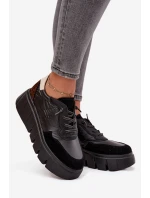 Dámské sportovní tenisky na platformě model 21708501 Černé - VINCEZA