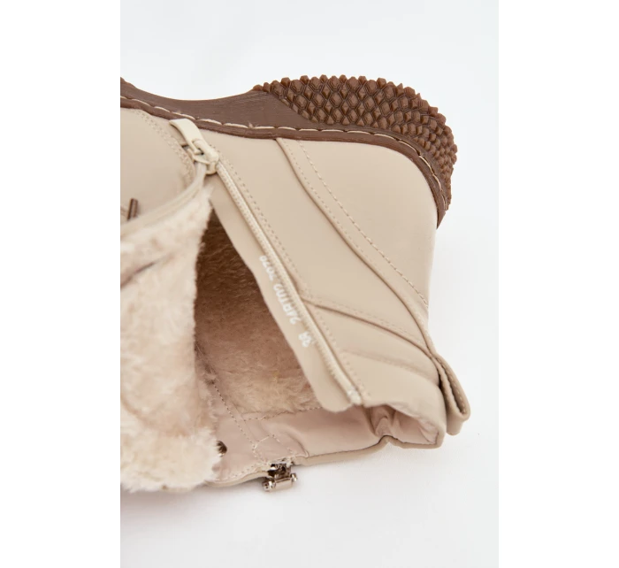 Dámské kotníkové boty s teplým kožíškem z eko kůže béžové Ulverina Dámské kotníkové boty s teplým kožíškem z eko kůže béžové Ulverina