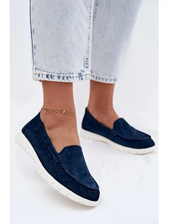 Dámské mokasíny z přírodního semiše Vinceza 95360 tmavě modré