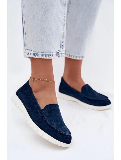 Dámské mokasíny z přírodního semiše Vinceza 95360 tmavě modré Dámské mokasíny z přírodního semiše Vinceza 95360 tmavě modré