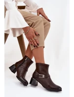 Dámské kožené botky na podpatku Zazoo – čokoládové Dámské kožené botky na podpatku Zazoo – čokoládové