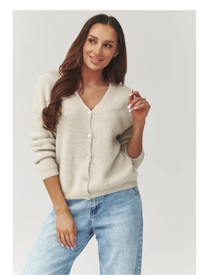 Svetr na zapínání  model 223258 Makadamia