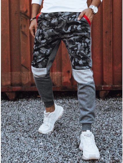 Pánské kamuflážní antracitové tepláky FashionStreet UX4427 Pánské kamuflážní antracitové tepláky FashionStreet UX4427
