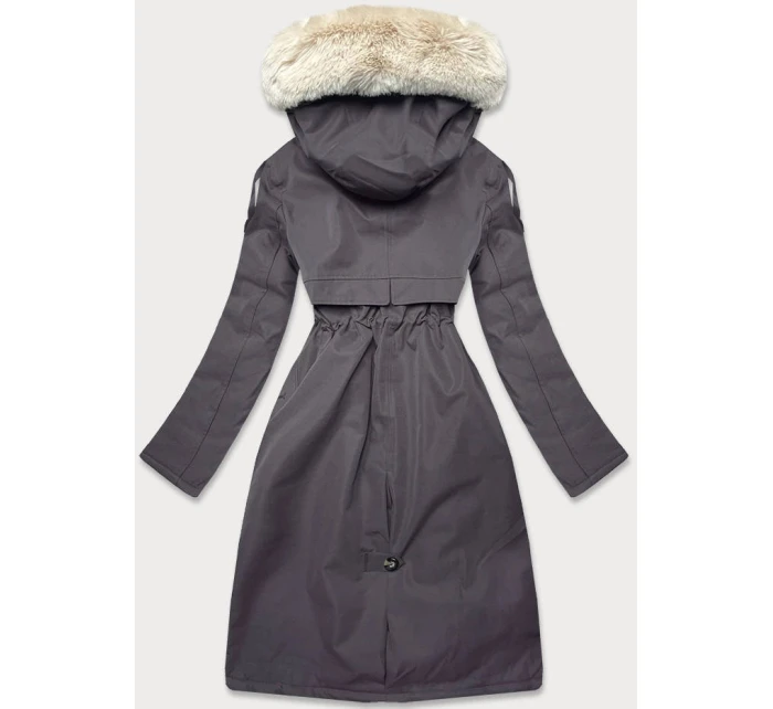 Grafitovo-ecru-grafitová dámská bavlněná zimní bunda (fm03-f11) Grafitovo-ecru-grafitová dámská bavlněná zimní bunda (fm03-f11)