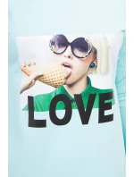 Šaty s potiskem Love v mátové barvě Šaty s potiskem Love v mátové barvě