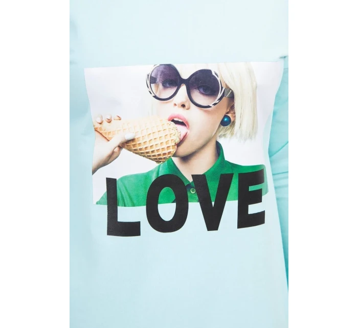 Šaty s potiskem Love v mátové barvě Šaty s potiskem Love v mátové barvě