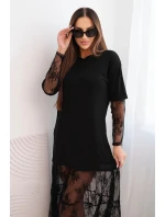 Dámské šaty s model 21755776 spodkem a rukávy černá - K-Fashion