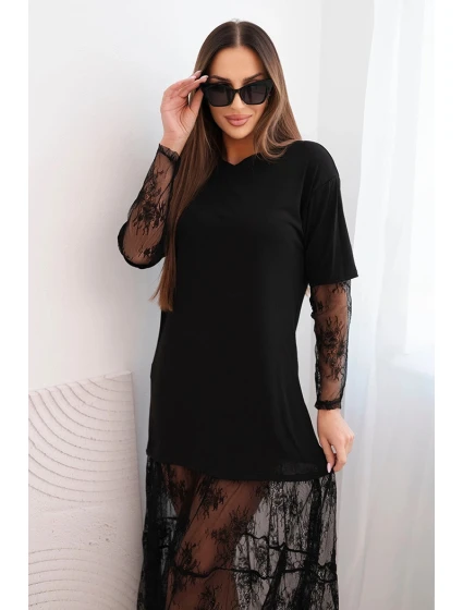 Dámské šaty s model 21755776 spodkem a rukávy černá - K-Fashion