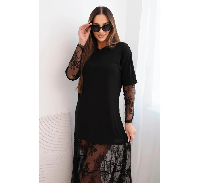 Dámské šaty s model 21755776 spodkem a rukávy černá - K-Fashion